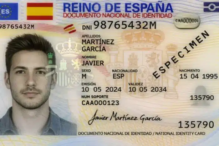 Carte d'identité espagnole spécimen